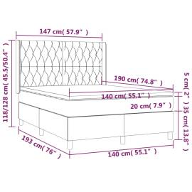 Pat continental cu saltea și led gri deschis 140x190 cm catifea, 8 image