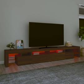 Comodă tv cu lumini led, stejar maro, 260x36,5x40 cm, 5 image