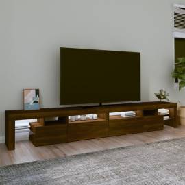 Comodă tv cu lumini led, stejar maro, 280x36,5x40 cm, 3 image