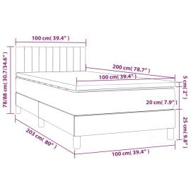 Pat box spring cu saltea, gri deschis, 100x200 cm, textil, 7 image