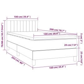 Pat box spring cu saltea, roz, 100x200 cm, catifea, 7 image