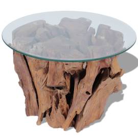 Măsuță de cafea, 60 cm, lemn masiv de tec erodat