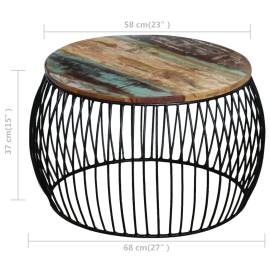 Măsuță de cafea, 68x37 cm, lemn masiv reciclat, rotund, 5 image