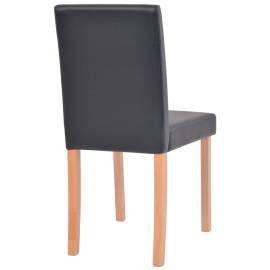 Masă și scaune 7 piese, piele artificială, stejar, negru, 9 image