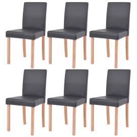 Masă și scaune 7 piese, piele artificială, stejar, negru, 5 image