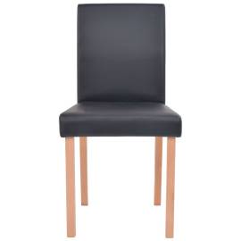 Masă și scaune 7 piese, piele artificială, stejar, negru, 7 image