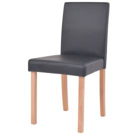 Masă și scaune 7 piese, piele artificială, stejar, negru, 6 image