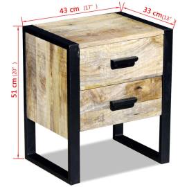 Masă laterală cu 2 sertare din lemn solid de mango, 43x33x51 cm, 8 image