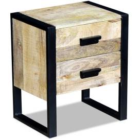 Masă laterală cu 2 sertare din lemn solid de mango, 43x33x51 cm, 3 image