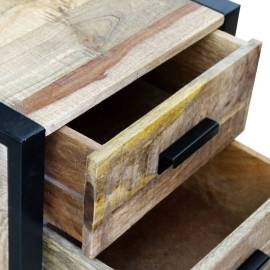 Masă laterală cu 2 sertare din lemn solid de mango, 43x33x51 cm, 7 image