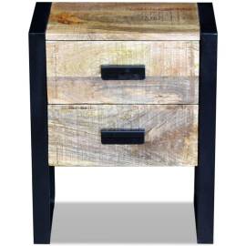 Masă laterală cu 2 sertare din lemn solid de mango, 43x33x51 cm, 6 image