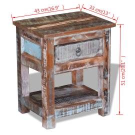 Masă laterală cu un sertar, 43x33x51 cm, lemn masiv reciclat, 9 image