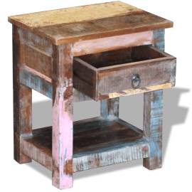 Masă laterală cu un sertar, 43x33x51 cm, lemn masiv reciclat, 6 image