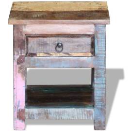 Masă laterală cu un sertar, 43x33x51 cm, lemn masiv reciclat, 7 image