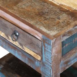 Masă laterală cu un sertar, 43x33x51 cm, lemn masiv reciclat, 8 image