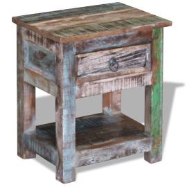 Masă laterală cu un sertar, 43x33x51 cm, lemn masiv reciclat, 5 image