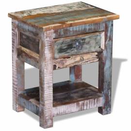 Masă laterală cu un sertar, 43x33x51 cm, lemn masiv reciclat, 2 image