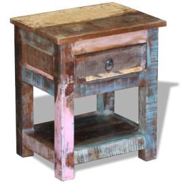 Masă laterală cu un sertar, 43x33x51 cm, lemn masiv reciclat, 4 image
