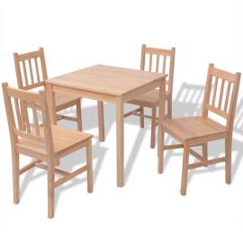 Set masă și scaune din lemn de pin, 5 piese, 2 image
