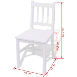 Set masă și scaune din lemn de pin, 7 piese, alb, 7 image