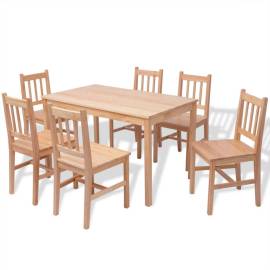 Set masă și scaune din lemn de pin 7 piese, 2 image