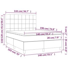 Pat box spring cu saltea, gri închis, 140x190 cm, catifea, 6 image