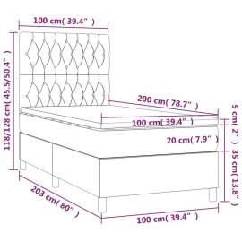 Pat box spring cu saltea, roz, 100x200 cm, catifea, 6 image