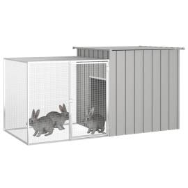 Coteț pentru iepuri, gri, 200x91x100 cm, oțel galvanizat, 2 image