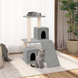 Ansamblu de pisici, stâlpi din funie sisal, gri deschis, 82 cm