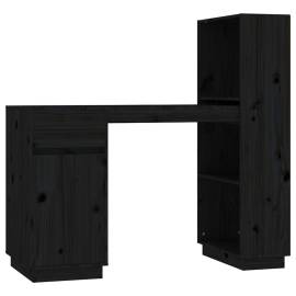 Birou, negru, 110x53x117 cm, lemn masiv de pin, 2 image