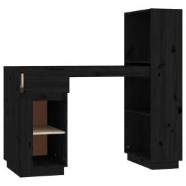 Birou, negru, 110x53x117 cm, lemn masiv de pin, 7 image