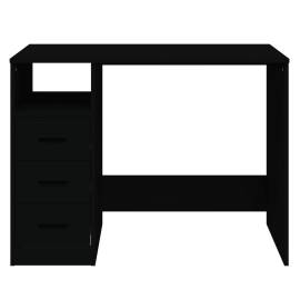 Birou cu sertare, negru, 102x50x76 cm, lemn prelucrat, 4 image