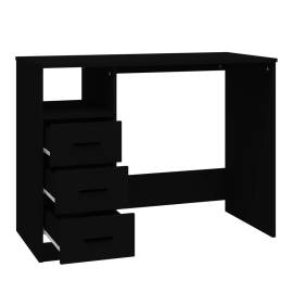 Birou cu sertare, negru, 102x50x76 cm, lemn prelucrat, 5 image