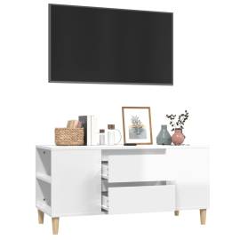 Comodă tv, alb extralucios, 102x44,5x50 cm, lemn prelucrat, 5 image