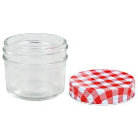 Borcane de sticlă pentru gem capace alb și roșu, 48 buc, 110 ml, 4 image