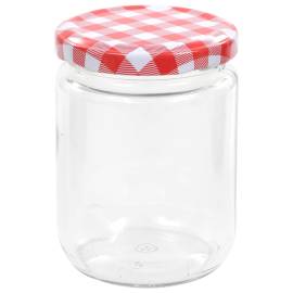 Borcane de sticlă pentru gem capace alb & roșu 96 buc. 230 ml, 4 image