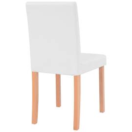 Masă și scaune 7 piese, piele artificială, stejar, crem, 9 image