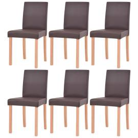 Masă și scaune 7 piese, piele artificială, stejar, maro, 5 image