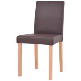 Masă și scaune 7 piese, piele artificială, stejar, maro, 6 image