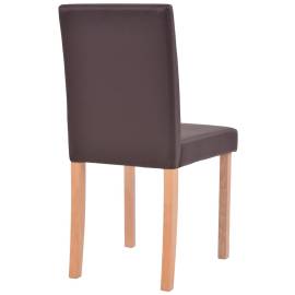 Masă și scaune 7 piese, piele artificială, stejar, maro, 9 image
