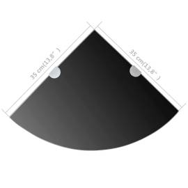 Raft de colț cu suporți de crom din sticlă negru 35 x 35 cm, 6 image