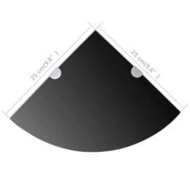 Raft de colț din sticlă cu suporți de crom, negru 25 x 25 cm, 6 image