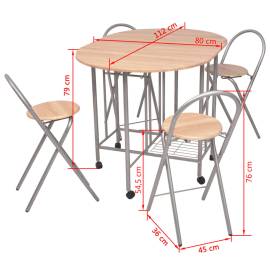 Set masă și scaune de bucătărie pliabile din mdf, 5 piese, 5 image