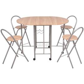 Set masă și scaune de bucătărie pliabile din mdf, 5 piese, 2 image