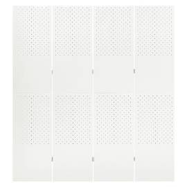 Paravan de cameră cu 4 panouri, alb, 160x180 cm, oțel, 2 image