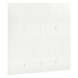 Paravan de cameră cu 4 panouri, alb, 160x180 cm, oțel, 3 image