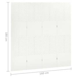 Paravan de cameră cu 4 panouri, alb, 160x180 cm, oțel, 6 image