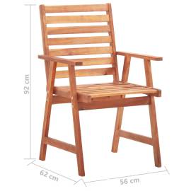 Scaune de masă exterior cu perne, 3 buc., lemn masiv acacia, 10 image