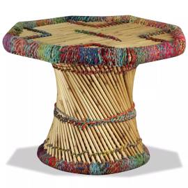 Măsuță de cafea, bambus, cu detalii chindi, multicolor, 5 image