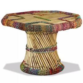 Măsuță de cafea, bambus, cu detalii chindi, multicolor, 7 image
